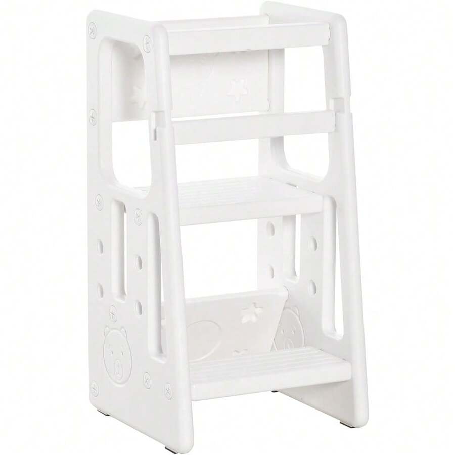 Deluxe Edition Step Stool, Adjustable Standing Platform, Toddler Kitchen Stool, Standing Tower For , Kitchen Counter With Three Adjustable Heights - White - White - View 1