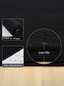 1pc Luxury Velvet Plush Area Rug, Convenient Foldable Washable Carpet, Suitable For Bedroom Living Room, High Quality Black Color, Home Decor Accessory