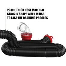 Kit de Manguera de alcantarillado Dominator RV de 15 pies, Manguera Universal de alcantarillado para Caravana, Incluye Manguera de 15 pies con Accesorios giratorios, Adaptador de - Negro - Ver 5