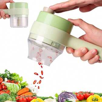 Mini Electric Vegetable Slicer 4-In-1, Electric & Manual Garlic, Chili, Ginger Chopper