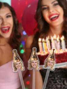 Agitadores de bebida de cumpleaños, decoraciones de cumpleaños, agitadores personalizados, agitadores de bebidas con foto personalizada, agitadores de cóctel como regalo de 15 cm de largo, multifuncional, colorido, moderno, personalizado, único, regalos ideales para él, regalos ideales para ella, novio, papá, novia, mamá, familia, amigos, salón de té, hogar, jardín, oficina, para aniversarios, para el Día de San Valentín, para el Día de la Madre, para cumpleaños, para el Día del Padre, para graduación, para bodas, para inauguración de la casa - Multicolor - Ver 6