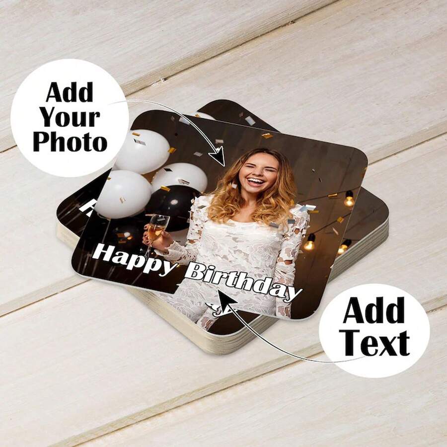 Personalized Beer Coasters - Birthday Party Decorations - Customized Drink Coasters - Birthday Party Gifts - Photo Party Supplies Bar Accessories, Multi-Functional, , Ornamental, Reusable, Exquisite, Stylish, High-Quality, Colorful, Modern, Custom, Personalized, Unique, Ideal Gifts For Her, For Anniversaries, For Valentine's Day, For Mother's Day, For Birthdays, For Father's Day, For Graduation, For Weddings, For Housewarming, Home Decor, Customized Water Bottle & Cup Accessories,Home & Living,Haunt Your Home,Souvenirs - White - View 1