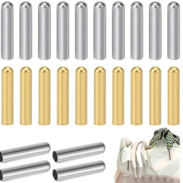 10/20/30/50/100pcs Pack Silver/Gold Metal Shoe Lace Aglet, Hat Cord Ends Clasps Crimps