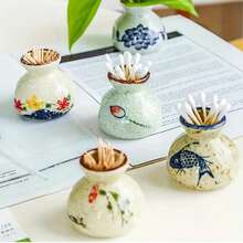 1PC Vintage Ceramic Toothpick Holder - Creative Kitchen & Dining Room Decor, Perfect For Home And Restaurant Use - Multicolor - View 4