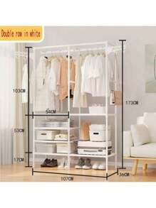 1 pieza Organizador de gabinete metálico de varios niveles con barra colgante, unidad de almacenamiento universal para ropa, zapatos, mantas, bolsos, sombreros, toallas - Resistente, fácil de montar, con recubrimiento en polvo, exhibición minorista industrial y científica