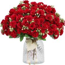 1/3PCS White Artificial Carnation Plastic Flowers Bouquet Mother's Day Gifts Birthday Party Decoration Wedding Flower Basket Bride Holding Flowers Home Decoration Dining Room Bedroom Windowsill Vase Decoration New Year Decoration Outdoor Garden Start Of School Season