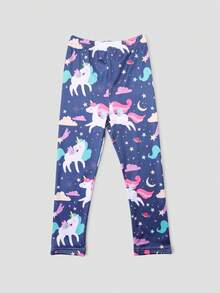 4 Paar Mädchen Caprileggings, Blumen-, Stern-, Einhorn-, Dinosaurier-Muster, angenehmer Stoff Strumpfhosen, geeignet für den täglichen Gebrauch, Frühling/Sommer