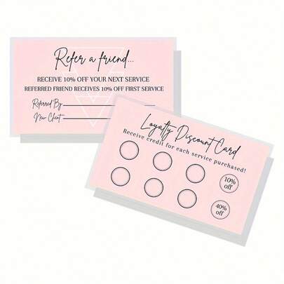 48pcs 3.5 X 2 Inch Business Recommendation & Loyalty Discount Cards, Pastel Pink Design,Back To School,School Supplies