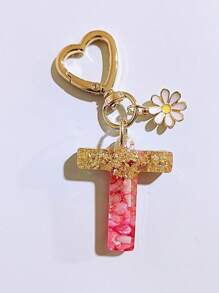 1pc Women's Beige Resin Letter Heart Shape Tassel Casual Cute Style Keychain, Creative Accessory Pendant Gift For Friends Car Accessories Bag Charm Backpack For School Goth Y2k