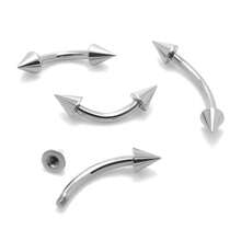M2 Piercing Eyebrow Rook Piercing Spike Curved Surgical Steel 1.2mm - 1 Piece - Silver - View 1