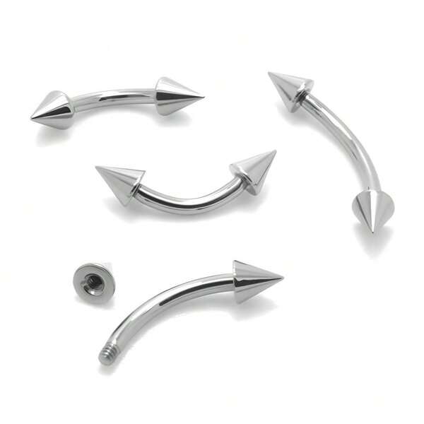M2 Piercing Piercing Spike Curvo Sobrancelha Rook em Aço Cirúrgico 1.2mm - 1 Peça