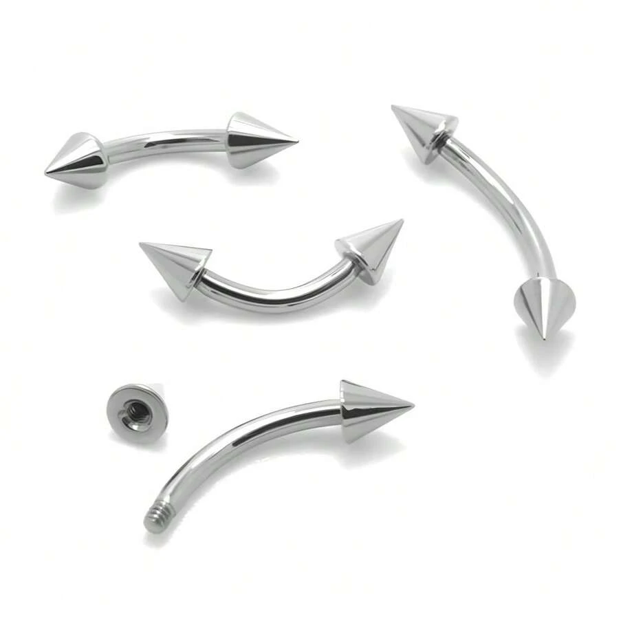 M2 Piercing Eyebrow Rook Piercing Spike Curved Surgical Steel 1.2mm - 1 Piece - Silver - View 1