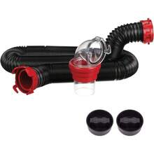 Kit de Manguera de alcantarillado Dominator RV de 15 pies, Manguera Universal de alcantarillado para Caravana, Incluye Manguera de 15 pies con Accesorios giratorios, Adaptador de - Negro - Ver 1