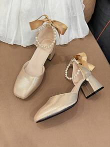 Teenage Square Toe Fashion Elegant Comfortable Soft Material Basic Style Shoes Suitable For Various Occasions - Gold - View 4