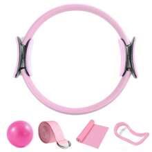 5 Peças Conjunto Básico de Pilates Feminino, Acessórios de Exercícios Domésticos de Pilates Incluindo Anel de Pilates, Cinta para Quadril de Pilates, Conjunto de Ioga Feminino, Cinta de Exercícios para Bunda, Bola de Ioga de 25 cm (O material de superfície é de espuma, pode haver algumas marcas de pressão e arranhões durante o transporte, o que é normal)