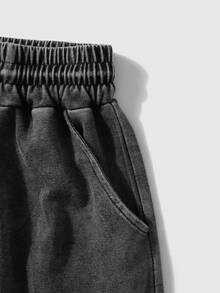 XFFF-纯棉 男士夏季休闲街头复古卡通男生嘻哈套装 圆领水洗做旧运动休闲T恤+短裤套装 嘻哈街头户外活动男套装