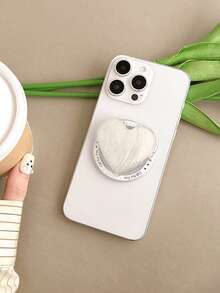 1pc (Random Style) Magnet Creative Acrylic Mirror Phone Grip Stand, Heart/Round Expandable Portable Makeup Mirror Compatible With IPhone, Android Phone, Gift For Birthday, Family, Friends Push-Pull Phone Grip, Phone Holder, Phone Accessories - Multicolor - View 7