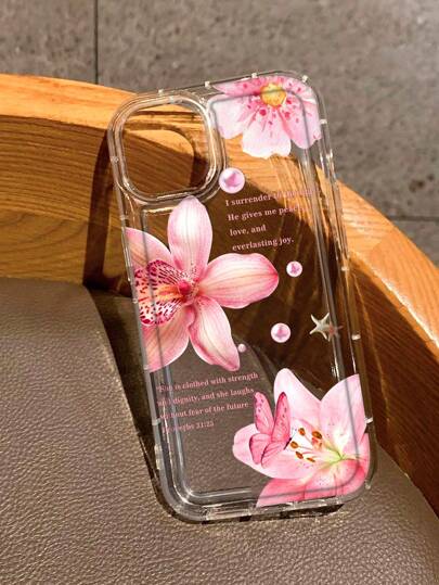 Lily Print Clear Case Compatible With IPhone 16/11/12/13/14/15/15pro/15 Plus/15 Promax/7plus/8plus/X/Xs Max/Xr/11pro/12pro/13pro/14pro/12mini/13mini/11promax/12promax/13promax/14promax/14plus/6/6s/6plus/7/8/16Pro/16plus/16promax/Se&Compatible With Samsung Galaxy/A54/A14/A12/A13/A15/A32/A33/A24/A52S/S20/S21/S22/S23/S24/S23Plus/S24ultra