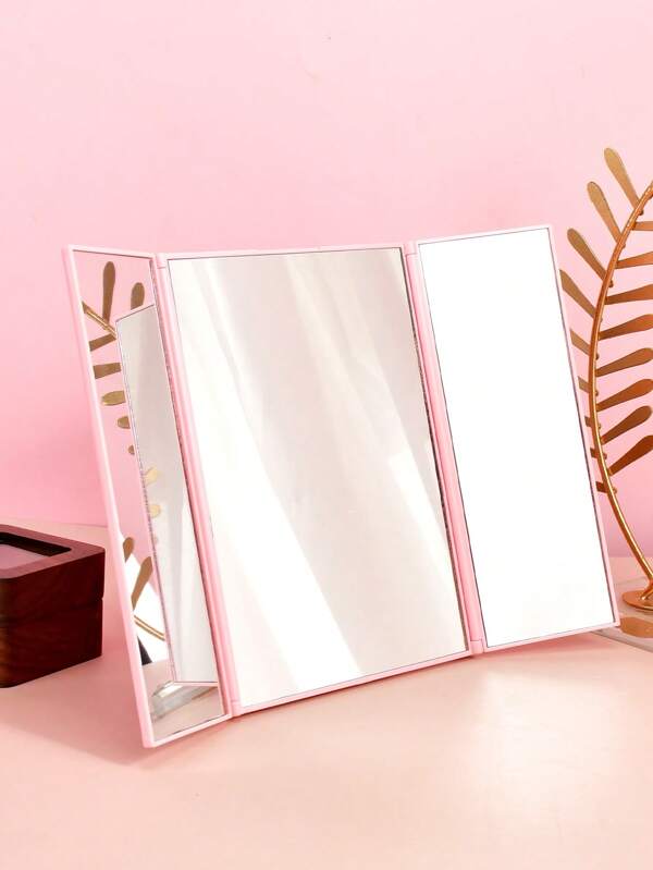 Espejo portátil y plegable, 1 pieza de espejo de maquillaje de mano rectangular para viajes al aire libre