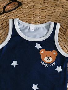 男婴 3 件套卡通熊印花圆领背心 - 彩色 - 查看 10