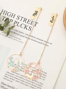 1Pc Sakura Cute Pet Series Creative Metal Bookmarks Small And Fresh Student Bookshelf Pages Alloy Bookmarks Accessories Personalized Text Customization,School Supplies,Back To School