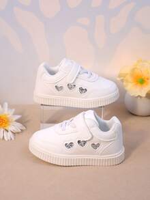 儿童春季新款防滑女童运动鞋幼儿/小孩休闲男童运动鞋宝宝跑步鞋白色鞋子 - 銀色 - 查看 6