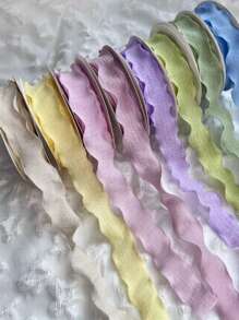 1 Roll /10 Yards 0.98in Bubble Pleated Ribbon, Handmade Edge Ribbon, Fresh Flower Bouquet Ribbon, Decorative Gift Box Ribbon, Diy Wrapped Fishtail Ribbon, Gift Wrap, Decoration