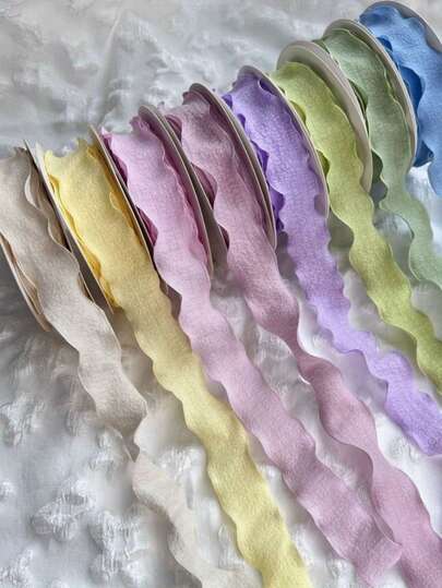 1 rolka / 10 jardów 0,98 cala wstążki plisowanej bąbelkowej, ręcznie robiona wstążka z krawędzią, świeża wstążka z bukietem kwiatów, dekoracyjna wstążka do pudełka na prezent, wstążka rybi ogon owinięta w folię DIY, opakowanie na prezent, dekoracja