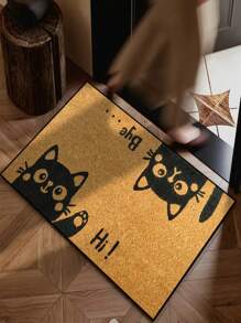 1 Stück neuer süßer Katzen-Muster Kleine Teppich - 100% Polyester, Maschinenwäsche, strapazierfähig, fleckabweisend, schnelltrocknend, geeignet für Innen-/Außenbereich Fußmatte, Heimdekoration, Schlafzimmer, Küche, Fotografie, Requisiten, Außendekoration, Urlaubsgeschenke, Teppich