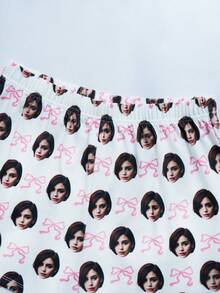 شورتات نسائية مع صورة/بورتريه/وجه مخصص، قماش خفيف وقابل للتنفس ومريح، هدية رائعة للأصدقاء والشركاء وحفلات عيد الأم وعيد الميلاد - أبيض - مشاهدة 4