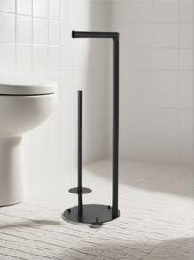 1pc Bathroom Paper Towel Holder & Toilet Brush Organizer Rack, Stainless Steel Roll Paper Dispenser
