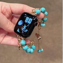 1pc Women's Metal Cat Eye Stone Bracelet Watch Band Compatible With 38/40/41/42/44/45/49mm Bands For Ultra/SE/8/7/6/5/4/3/2/1 - Turquoise - View 2