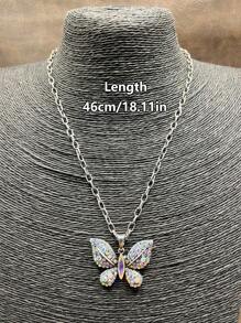 1 Set Vintage Western/Country Style Beaded CCB/Chain/Butterfly Pendant Necklace & Butterfly Drop Earrings, Suitable For Women/Girls To Accessorize Casual Outfits, Parties, Jewelry Gift For Family/Friends/Yourself