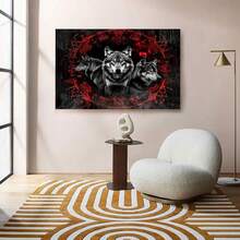 Framed   Tapestry Wild Wolves Tapestry Wall Hanging Norse Red Runes Wall Tapestry Wolf Shadows Bedroom Cool Animal Poster Wall Decor