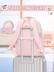 1pc Lightweight Large Capacity Backpack For Girls, Student School Bag Fits 15.6" Laptop, Outdoor Travel Bag, Minimalist & Fashionable Design With 3 Detachable Cute Accessories, Suitable For Teenage Girls For School And Travel - Simple Backpack - View 9