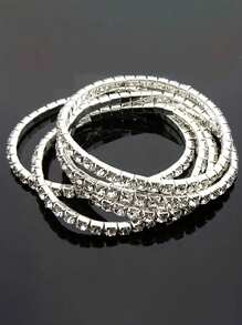 5 pièces Bracelets élastiques ornés de strass brillants, bracelets à perles de style fête réglables, cadeaux pour femmes