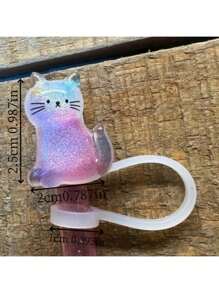1 Stück Glitzer Katzen-Design Strohkappe, staubdichter Deckel, passend für 40oz Becher, wasserdichter süßer Glitzer Stern Strohbecher Deckel mit Katze, geeignet für Valentinstag, Muttertag, Familientreffen