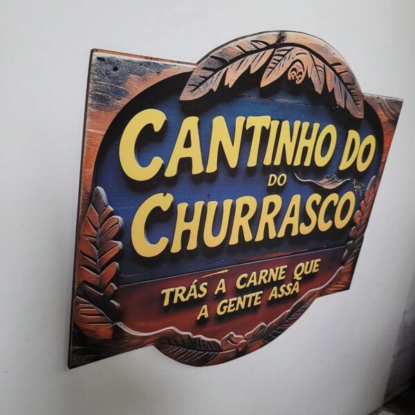 Placa Decorativa Cantinho do churrasco 32cm em MDF 2D