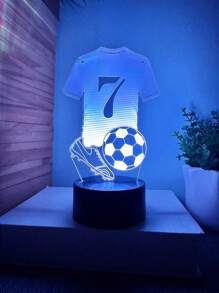 1 pièce Lampe de nuit en forme de maillot de football 3D, lampe décorative créative avec changement de couleur à 7 couleurs activé par le toucher pour les fans de sports, cadeau pour les fêtes