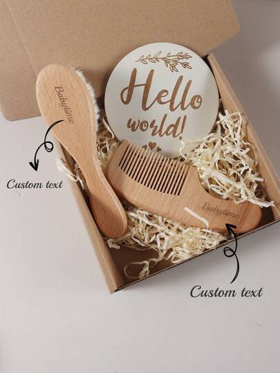 Personlig kam och hårborste för babynamn, presentset med tillväxtkort för nyfödda, multifunktionell, dekorativ, bokstav, snygg, modern, färgglad, söt, bedårande, casual, anpassad, personlig, unik, anpassad, babypresenter, perfekta presenter till honom, perfekta presenter till henne, son, dotter, tillbaka till skolan, redigering, tillbaka till skolan-mode, julklapp