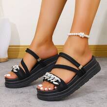 2025 Spring New Arrival Plus Size Women's Shoes, European And American Style Platform Beachgoing Sandals - Black - View 3