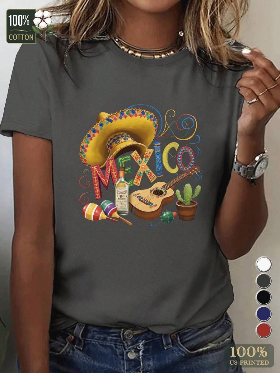 Celebration Of Mexican Culture Pure Cotton Women's T-Shirt Comfort Fit