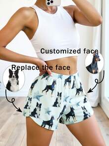 شورتات للنساء مطبوعة بصور/صور شخصية/طبعات وجه مضحكة، قماش خفيف وقابل للتنفس ومريح، مناسبة كهدية لصديقات وشركاء وحفلات وعيد الأم - أبيض - مشاهدة 1