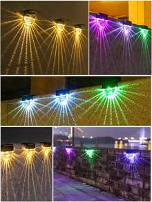 1/2/4/6pcs Outdoor Solar Platform Lights, 7-Color Changing Solar Step Lights, Waterproof Fence Lights Suitable For Yard, Stair, Porch, Pathway, Driveway, Garden Decor, Warm White & Colorful LED Lights - Multicolor - View 3