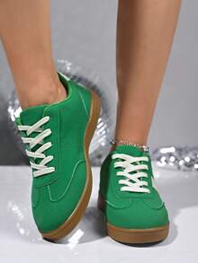 New Retro Classic American Green Outdoor Casual Skateboard Training Lace-Up Light Sport Versatile Commute Flat Shoes For Women, All Season - Retro Green - View 6