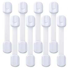 6pcs Child Cabinet Locks - Adjustable No Drill Latch Locks Suitable For Drawers, Refrigerators, Dishwashers, Toilet Seats, Cabinets, Wardrobes, Ovens And Trash Cans - Plastic, White, Multipurpose Strap, Suitable For Home And Child Protection, Child Cabinet Locks - Multicolor - View 9