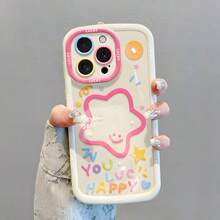 挂绳 1 件彩色星星和字母图案保护硅胶手机壳带腕带，适合青少年，手机壳兼容 iPhone16/7/8/11/12/13/14/15/X/XR/Xs/Plus/Pro/Pro Max/SE2/16E 防水防震防摔防刮