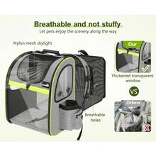Deluxe Edition Cat Carrier Dog Backpack, Portable Breathable Rucksack With Front Opening-Mesh Window-Pockets, Airy Space Great For Carrying Puppy Dogs Cats Up To 8KG - Grey - View 5