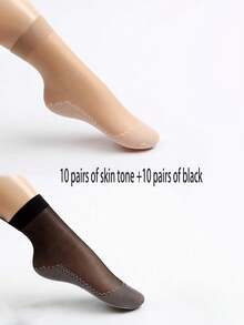 Silky Velvet Socks, Elastic Lace Stockings, Women's Transparent Ultra-Thin Mesh Non-Slip Bottom Stitching Socks