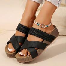 Chanclas con suela gruesa y cruzadas para mujer de talla grande